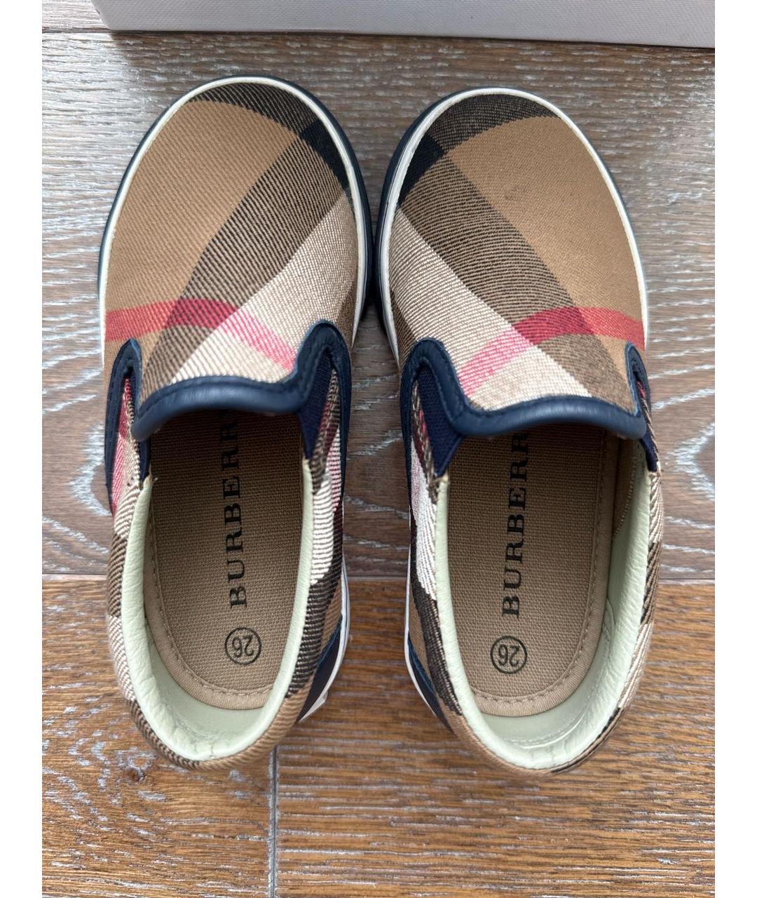 BURBERRY KIDS Коричневые текстильные лоферы/мокасины, фото 7
