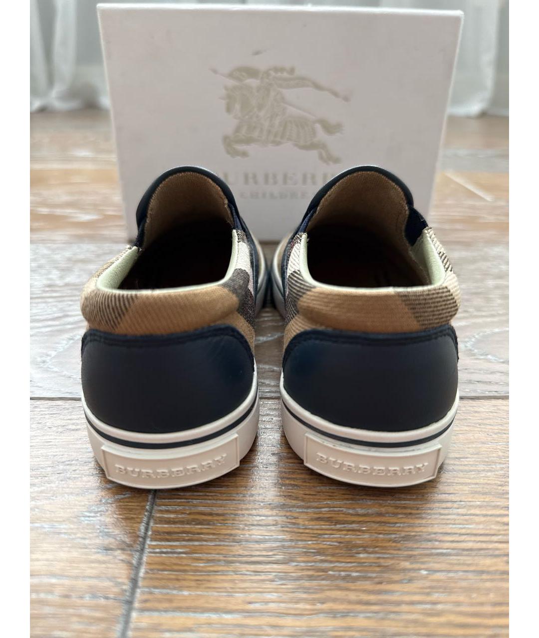 BURBERRY KIDS Коричневые текстильные лоферы/мокасины, фото 4