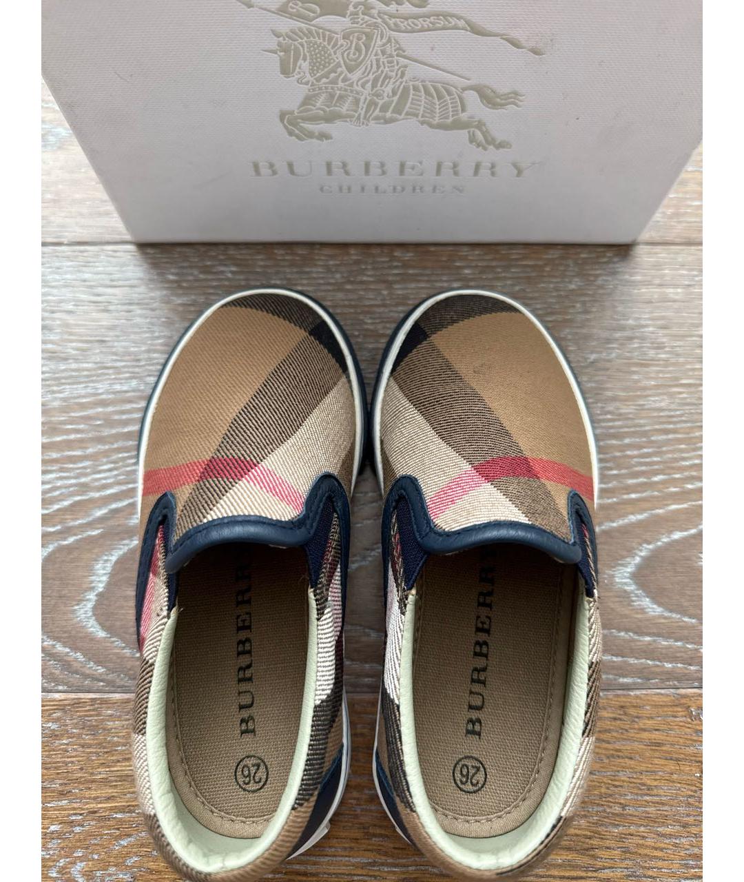 BURBERRY KIDS Коричневые текстильные лоферы/мокасины, фото 3