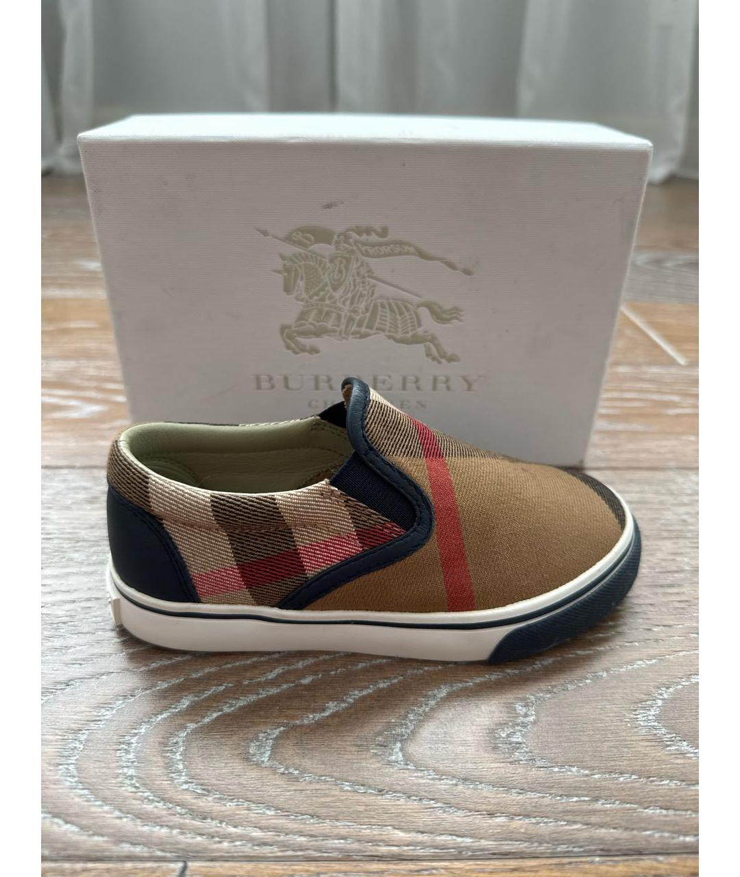 BURBERRY KIDS Коричневые текстильные лоферы/мокасины, фото 9