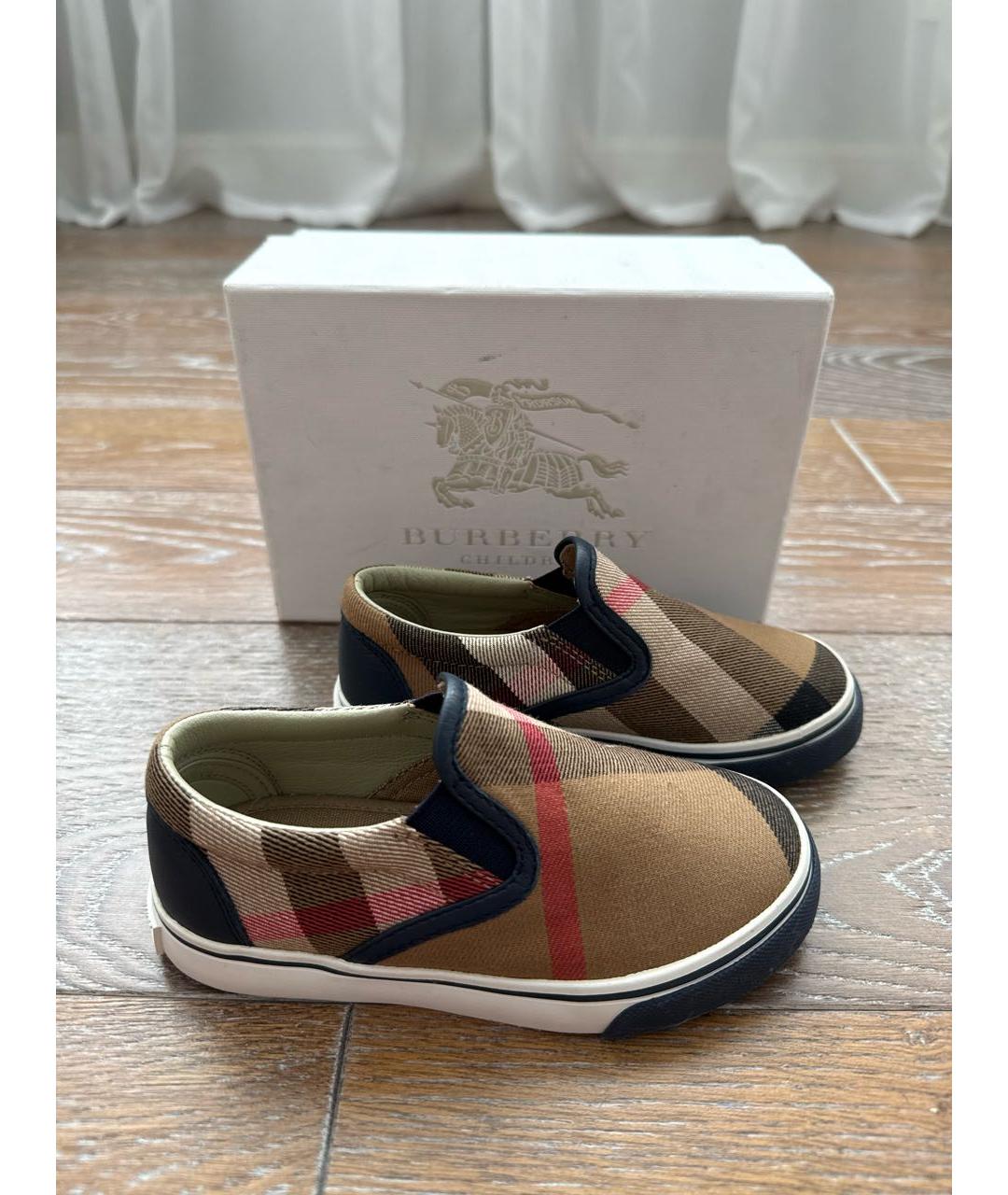 BURBERRY KIDS Коричневые текстильные лоферы/мокасины, фото 5