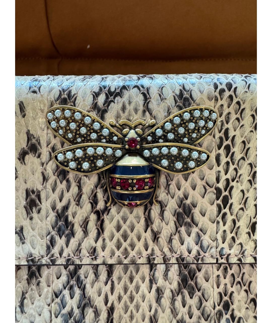 GUCCI Бежевая кожаная сумка тоут, фото 7