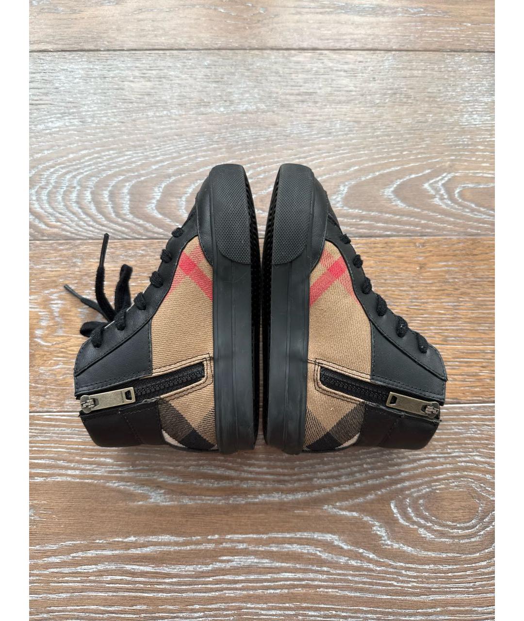 BURBERRY KIDS Черные кожаные кеды, фото 5