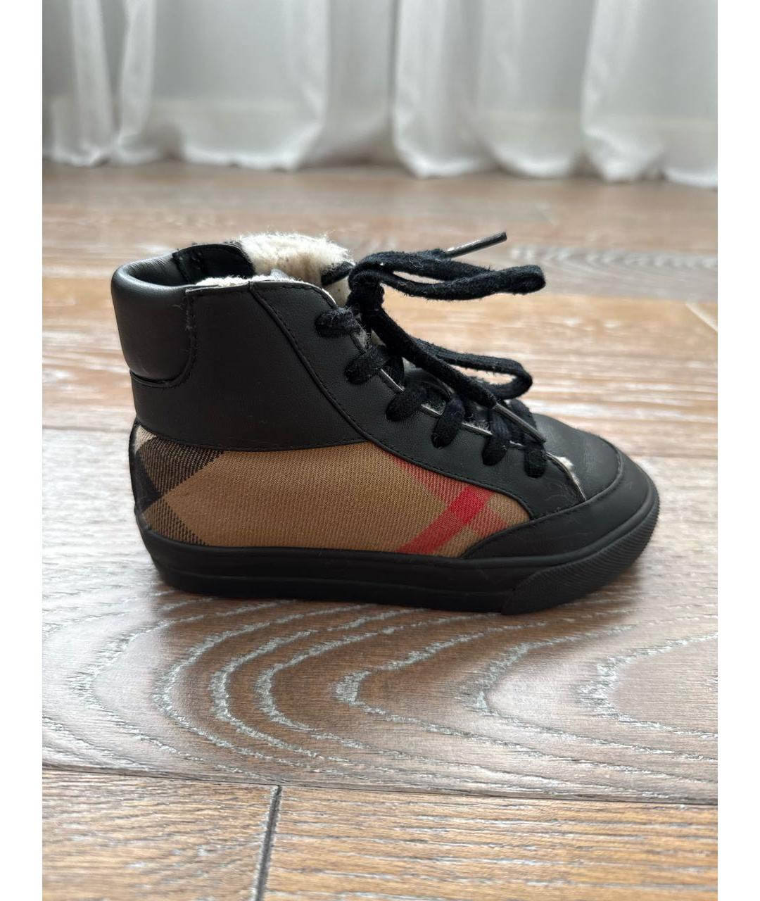 BURBERRY KIDS Черные кожаные кеды, фото 8