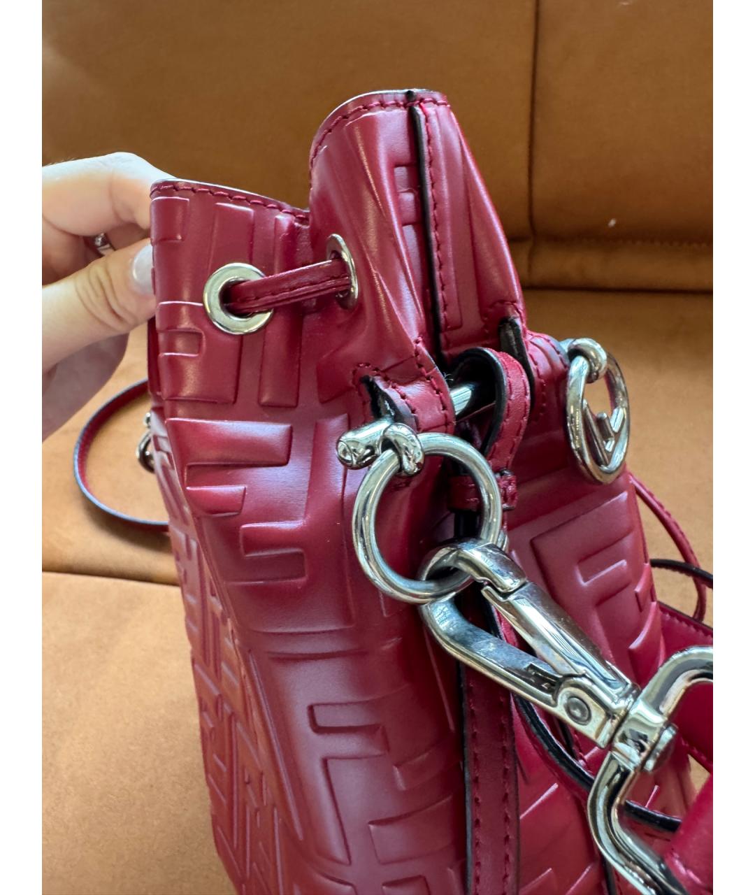 FENDI Красная кожаная сумка тоут, фото 6