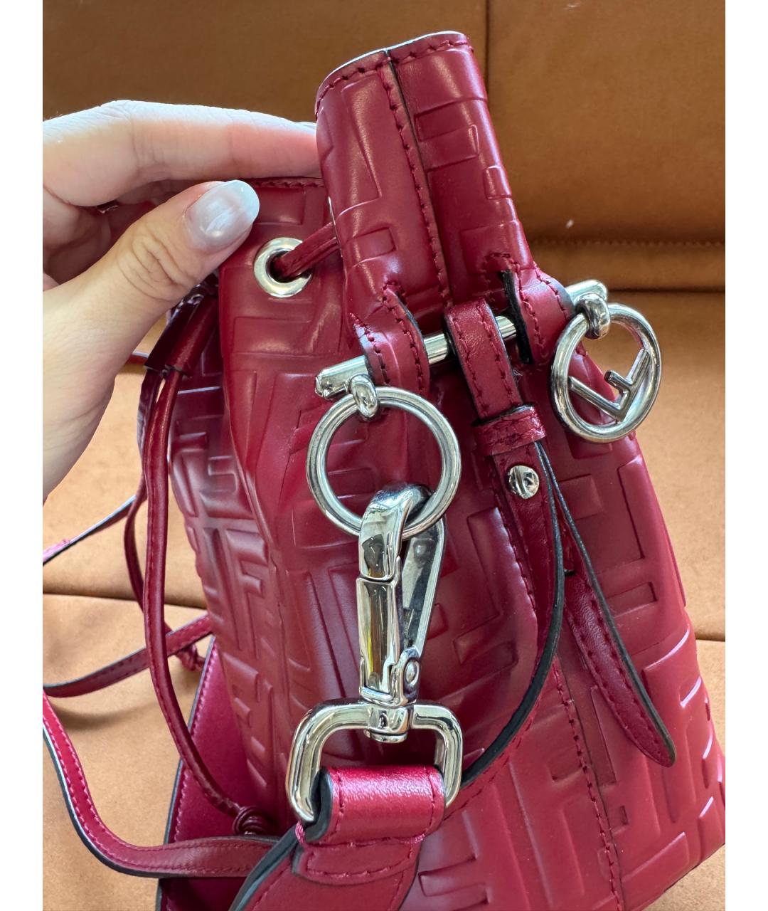 FENDI Красная кожаная сумка тоут, фото 7