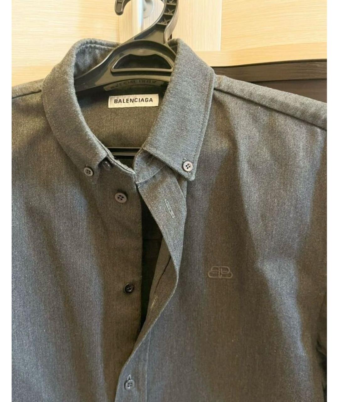 BALENCIAGA Серая хлопковая рубашка, фото 3