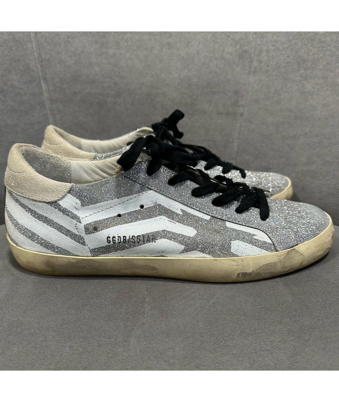 GOLDEN GOOSE DELUXE BRAND Серебряные текстильные кеды, фото 6