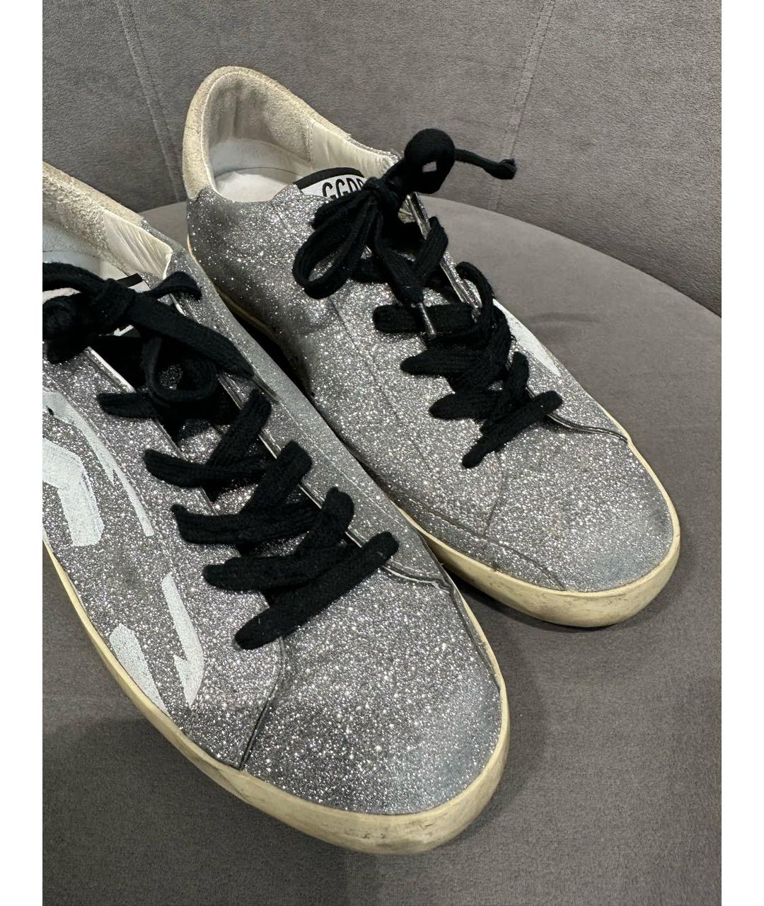 GOLDEN GOOSE DELUXE BRAND Серебряные текстильные кеды, фото 5