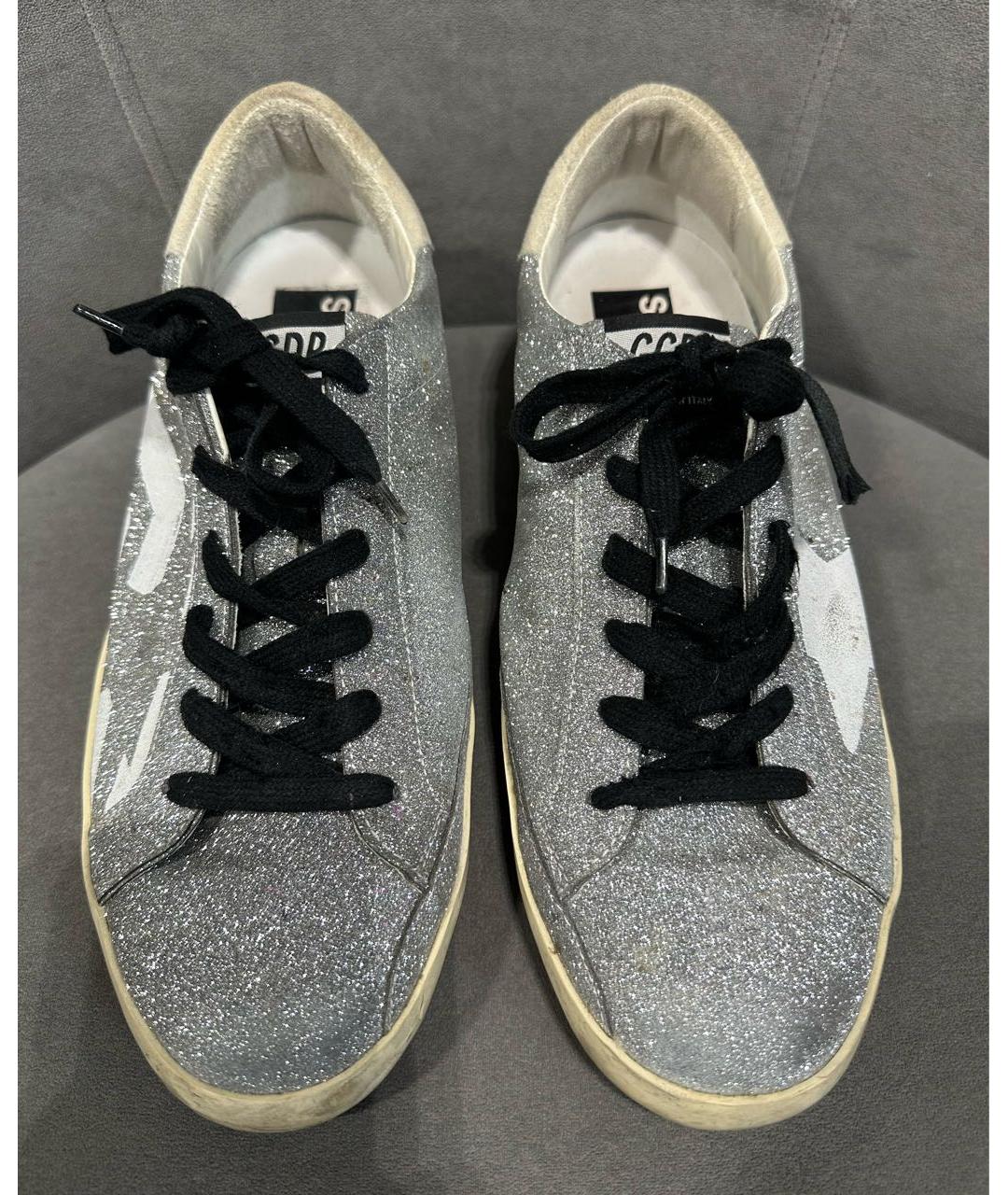 GOLDEN GOOSE DELUXE BRAND Серебряные текстильные кеды, фото 2