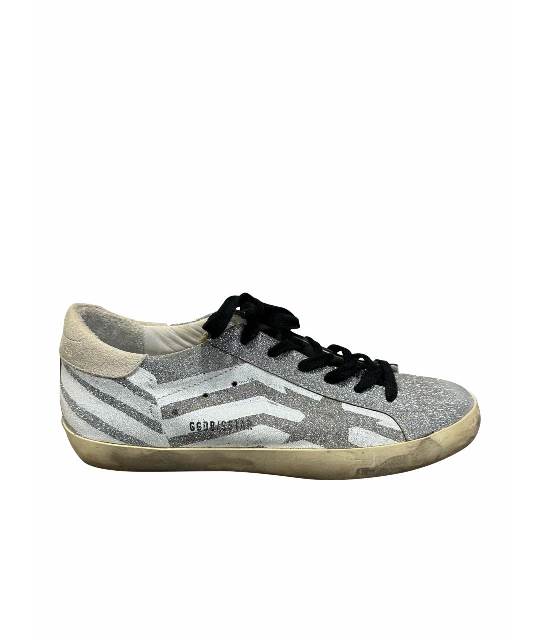 GOLDEN GOOSE DELUXE BRAND Серебряные текстильные кеды, фото 1