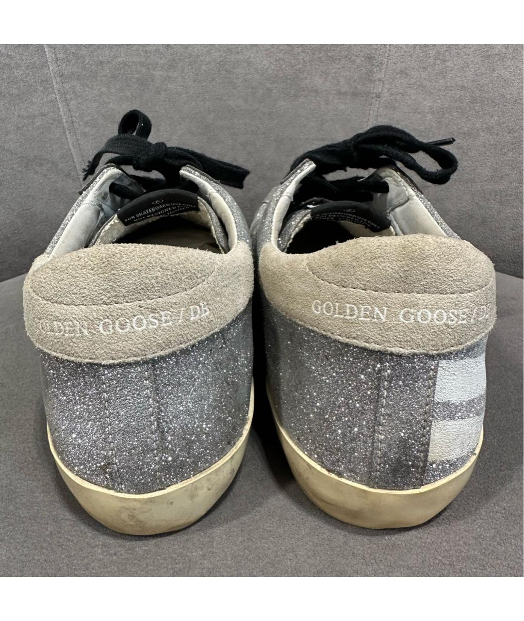 GOLDEN GOOSE DELUXE BRAND Серебряные текстильные кеды, фото 4
