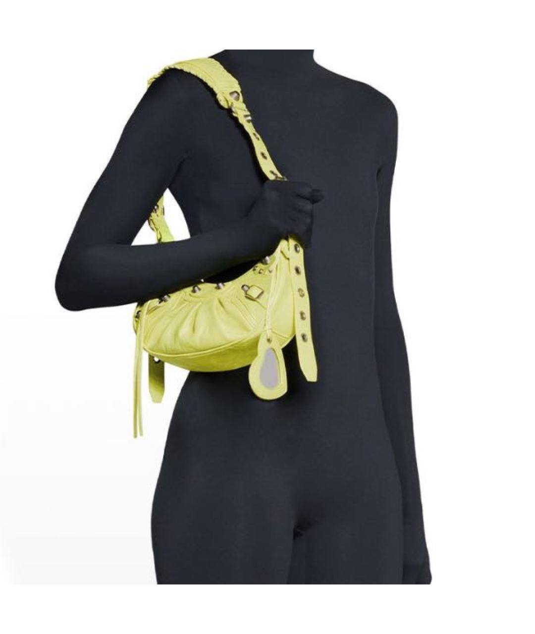 BALENCIAGA Желтая кожаная сумка через плечо, фото 6