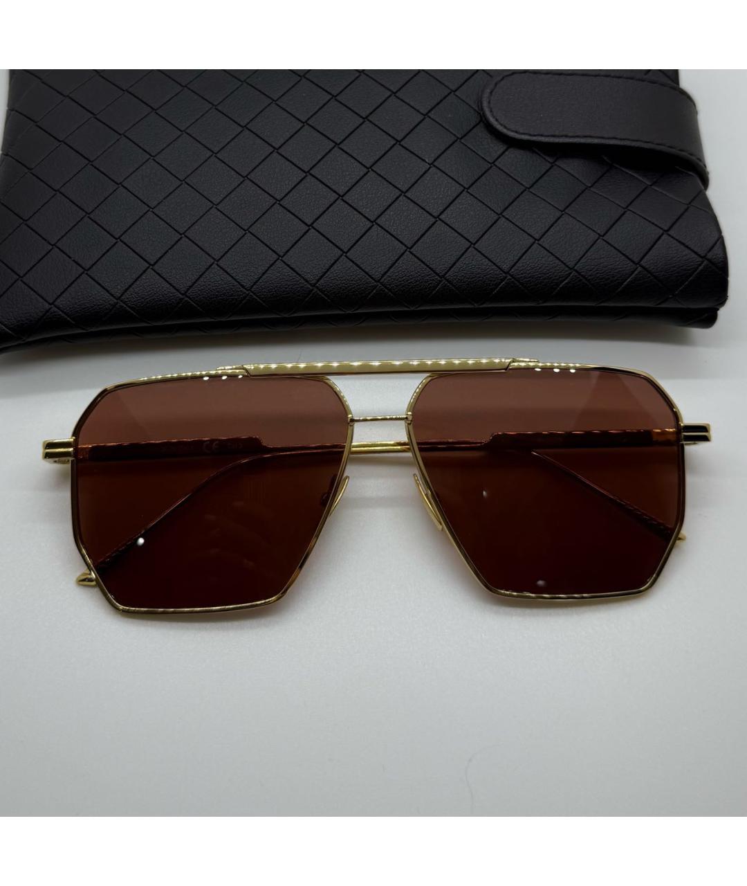 BOTTEGA VENETA Коричневые металлические солнцезащитные очки, фото 4