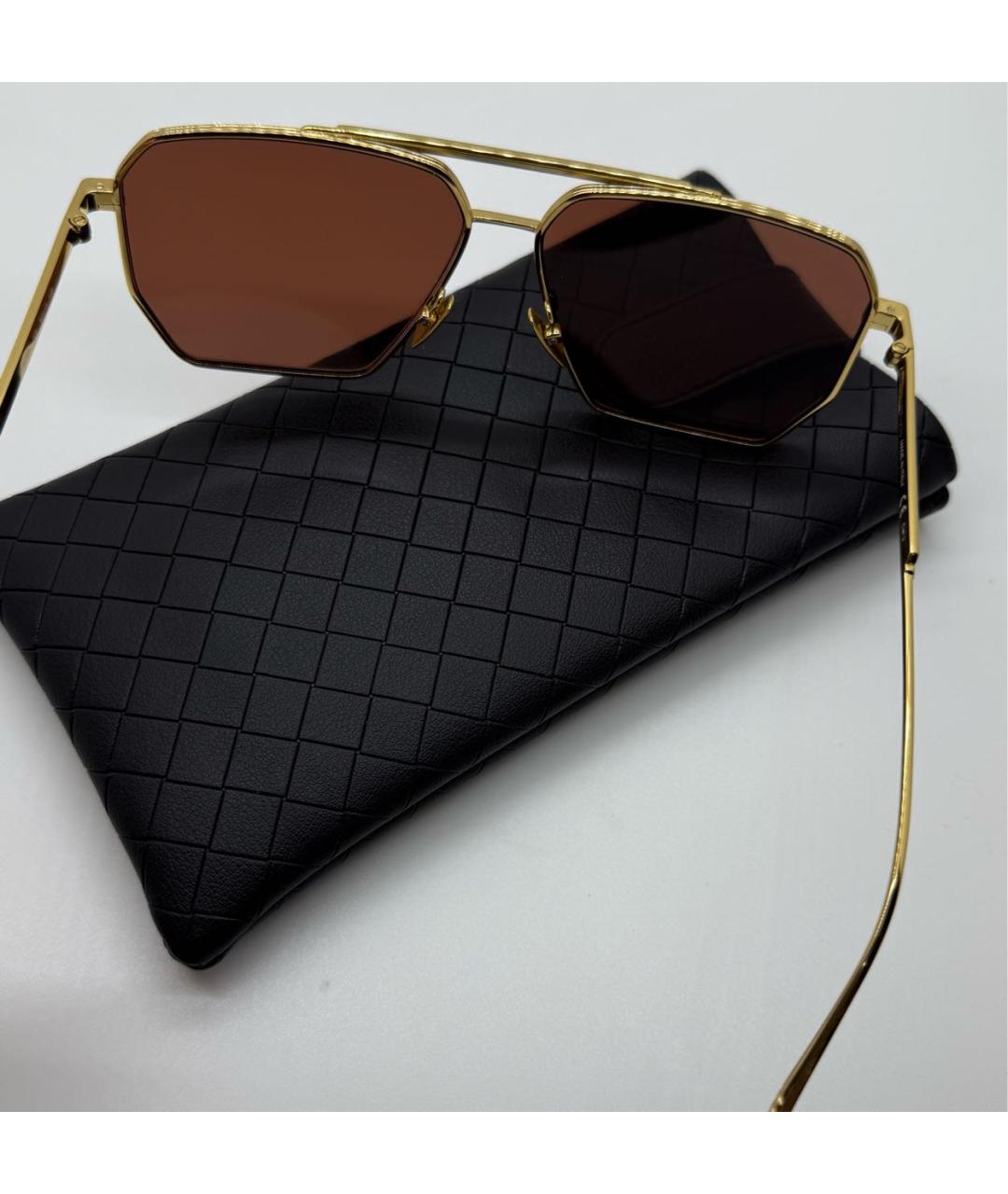 BOTTEGA VENETA Коричневые металлические солнцезащитные очки, фото 7