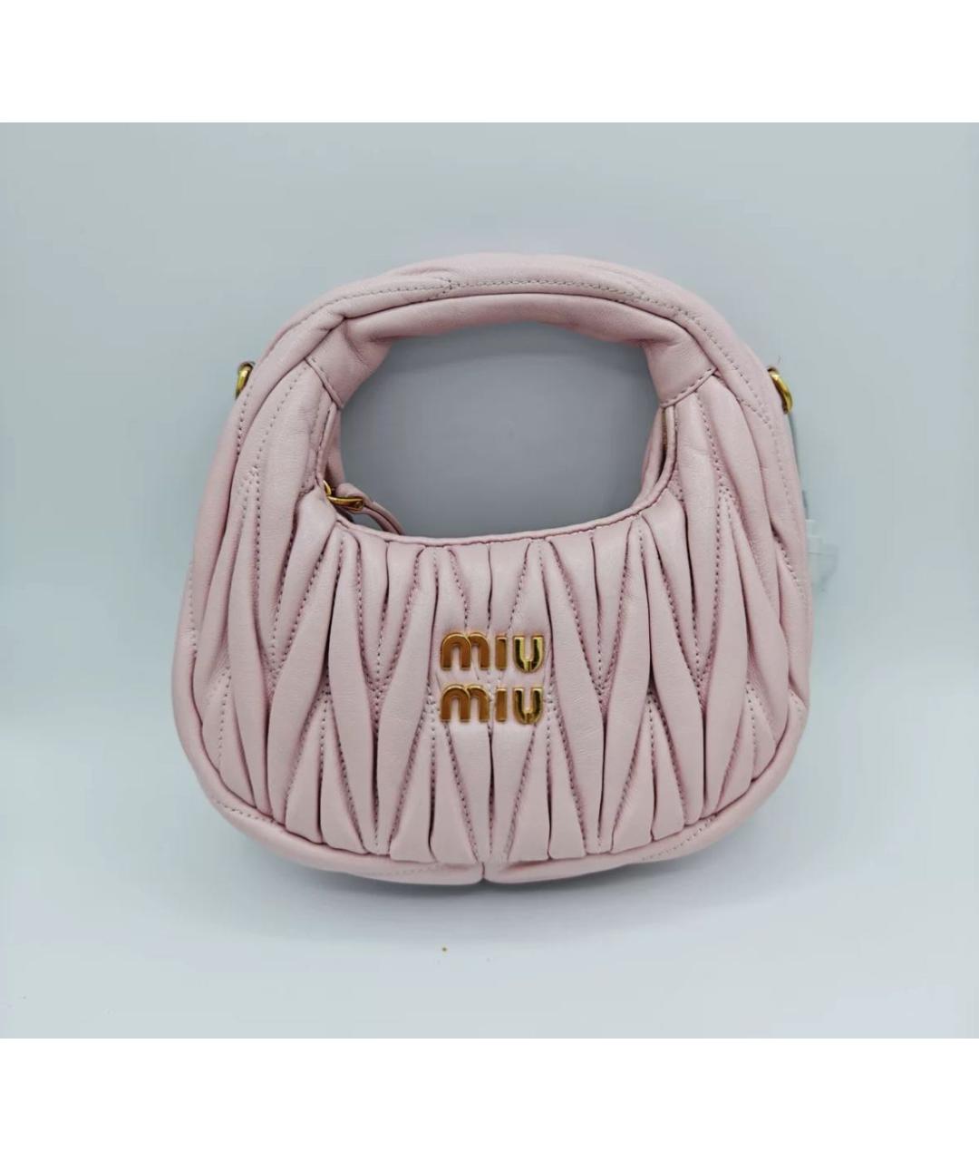 MIU MIU Розовая кожаная сумка с короткими ручками, фото 4