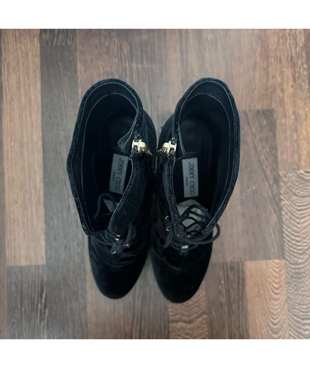JIMMY CHOO Черные бархатные ботильоны, фото 3