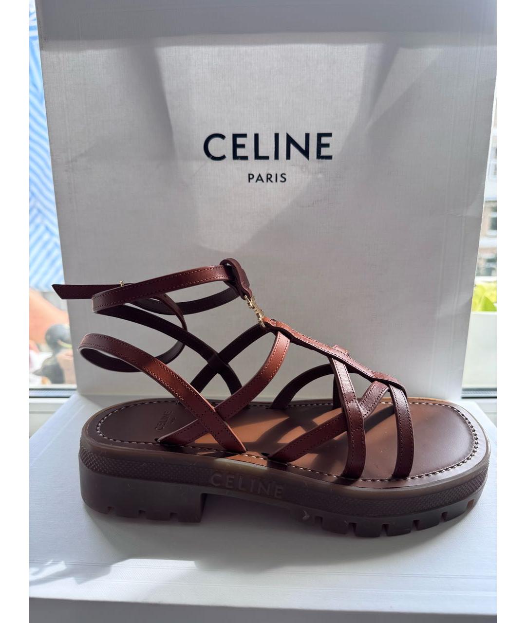 CELINE Коричневые кожаные босоножки, фото 5