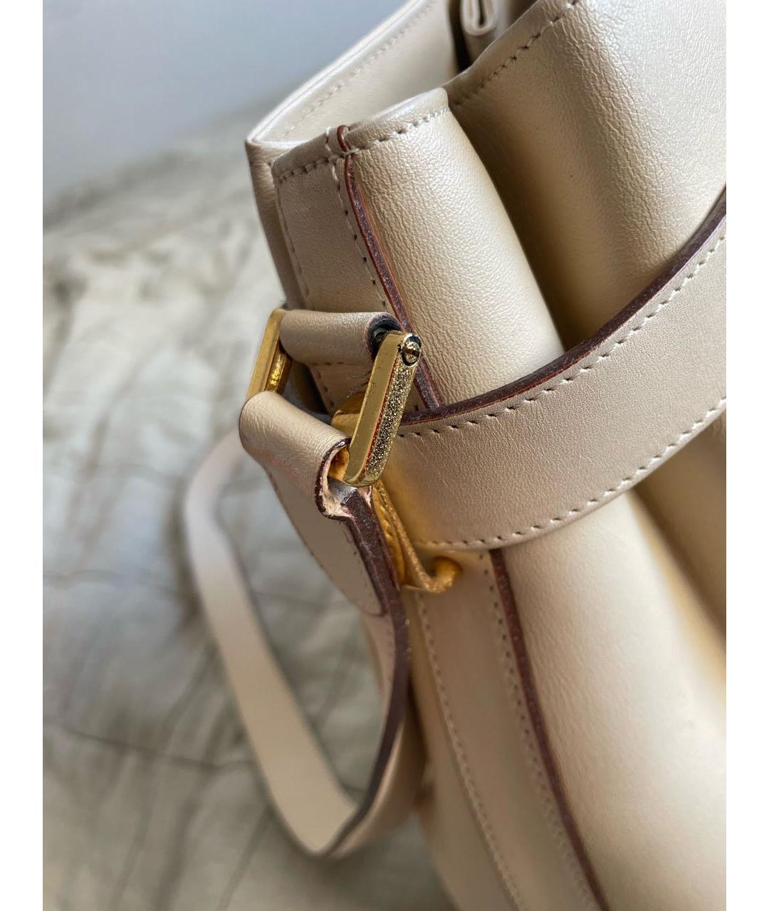 VALENTINO Бежевая кожаная сумка тоут, фото 3