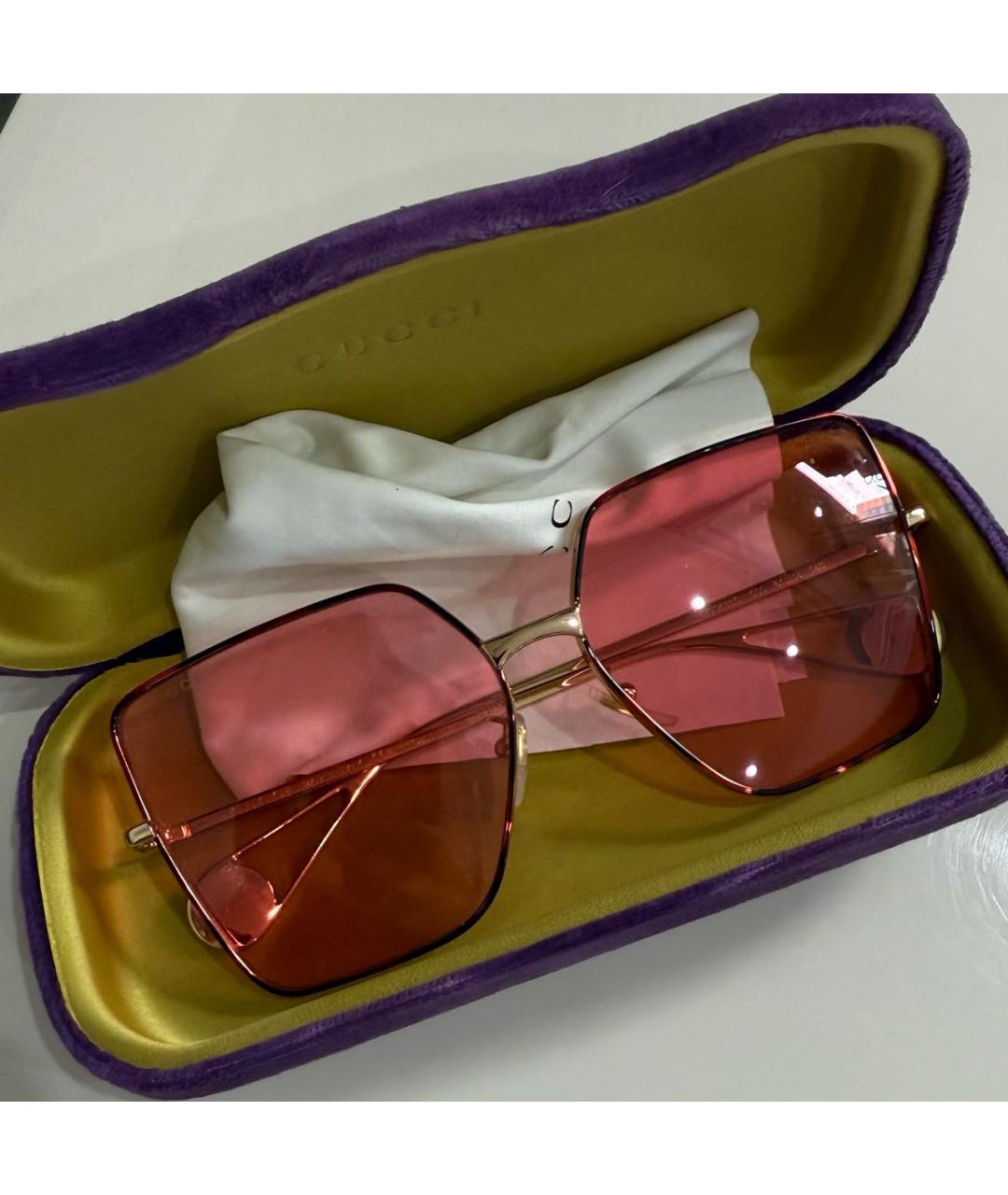 GUCCI Розовые металлические солнцезащитные очки, фото 4
