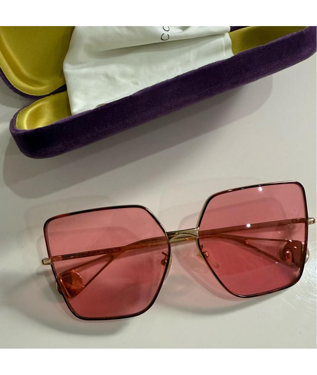 GUCCI Розовые металлические солнцезащитные очки, фото 8