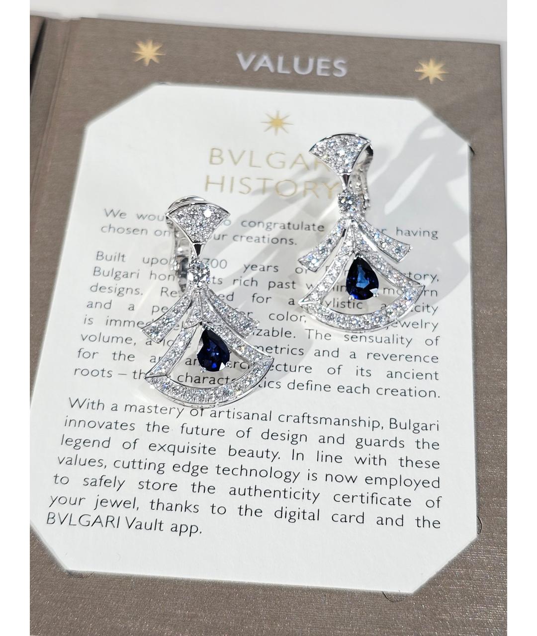 BVLGARI Серебряные серьги из белого золота, фото 3