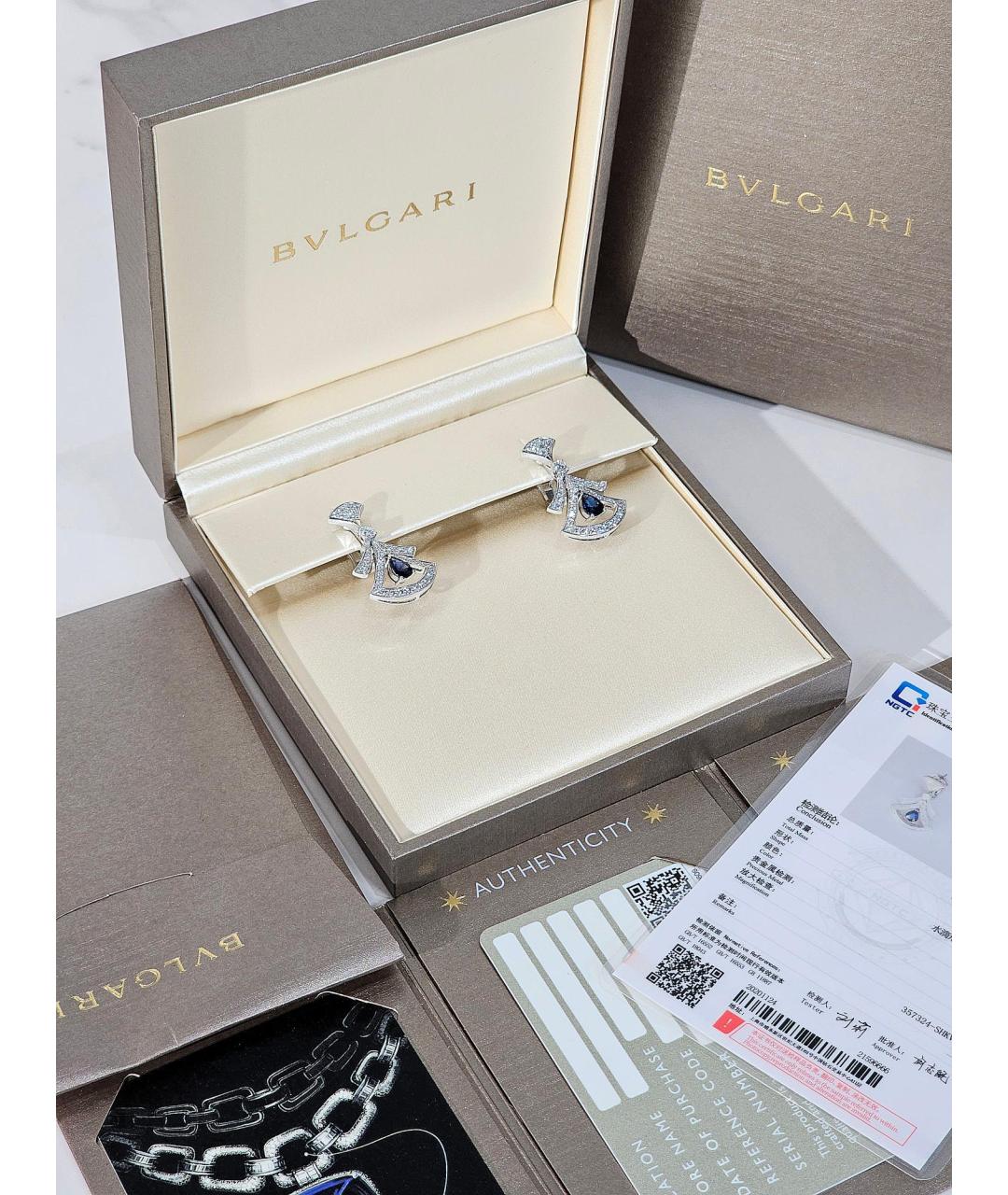 BVLGARI Серебряные серьги из белого золота, фото 2