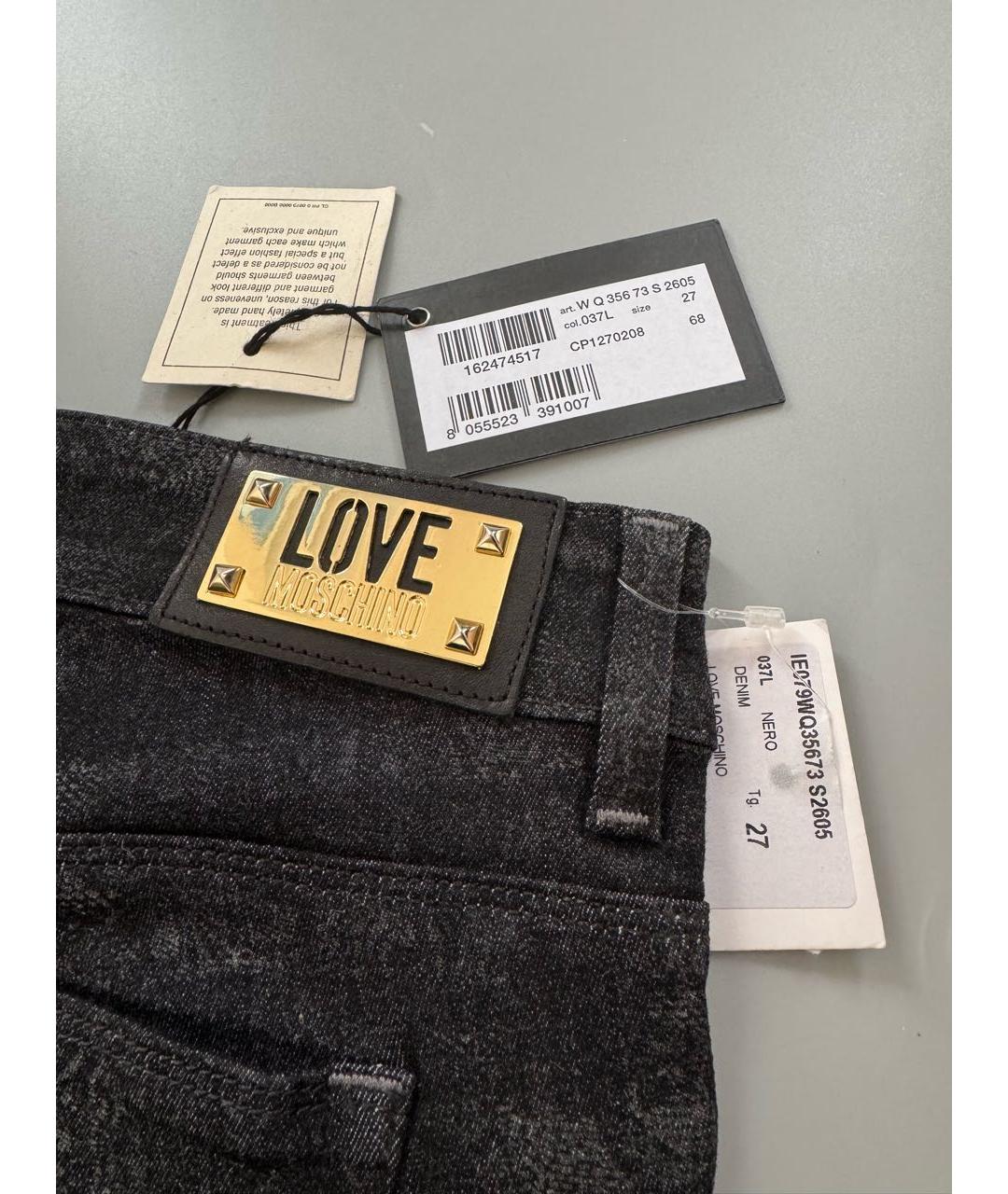 LOVE MOSCHINO Черные хлопко-полиэстеровые джинсы слим, фото 6