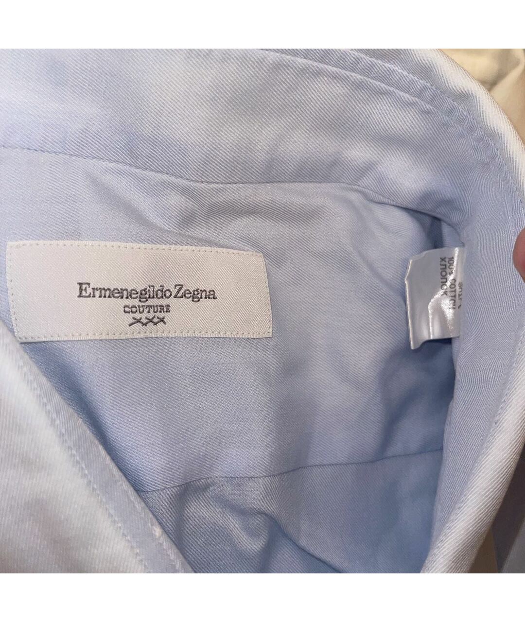 ERMENEGILDO ZEGNA XXX Голубая хлопковая классическая рубашка, фото 4