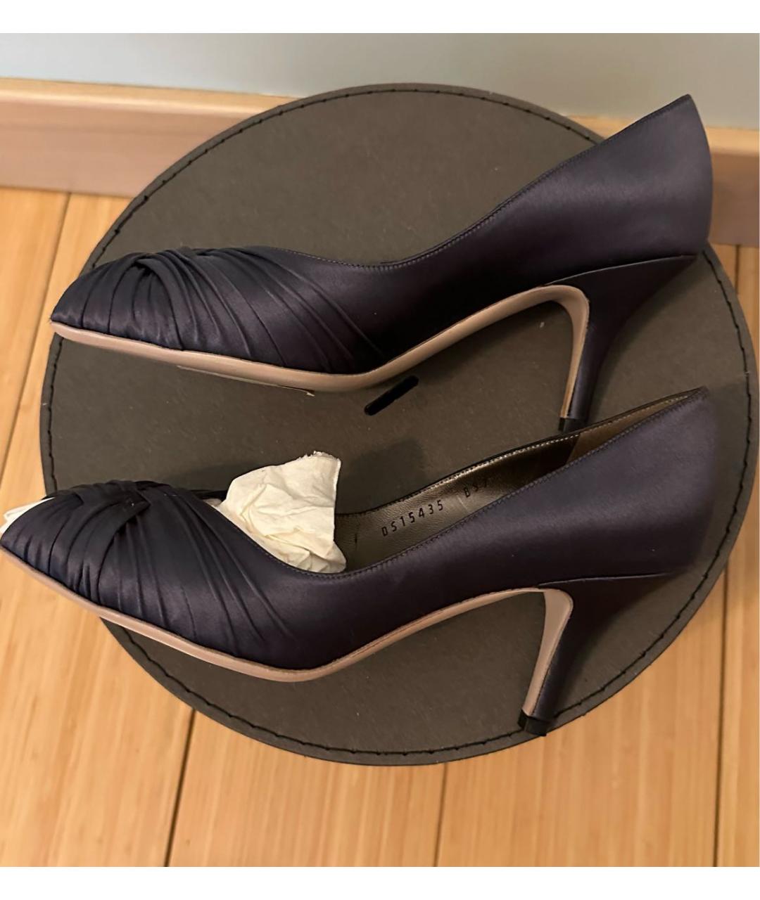 FERRAGAMO Темно-синие текстильные туфли, фото 5