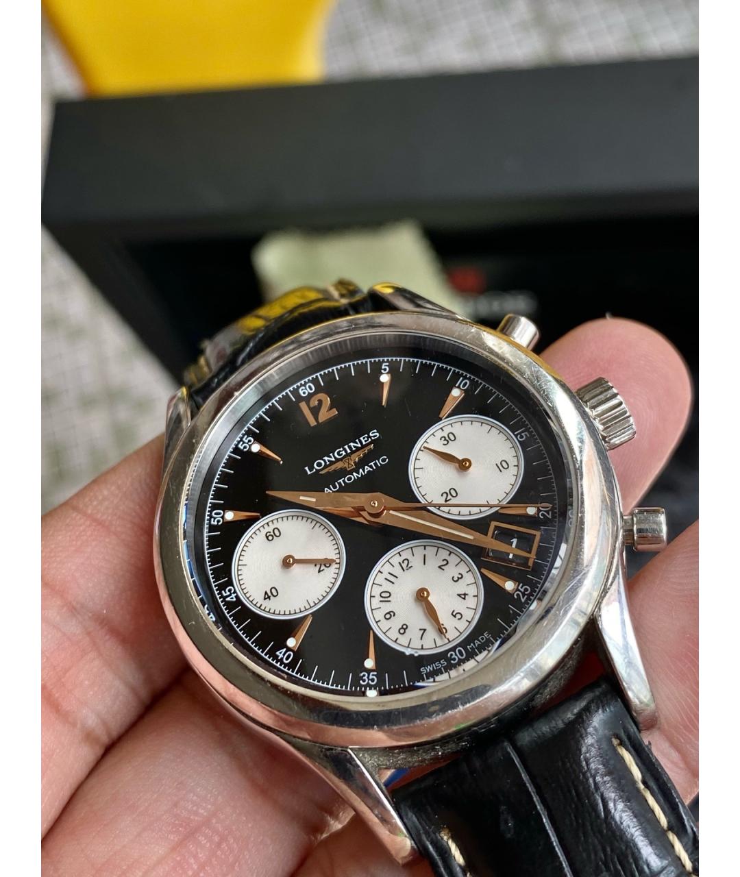 LONGINES Черные металлические часы, фото 3