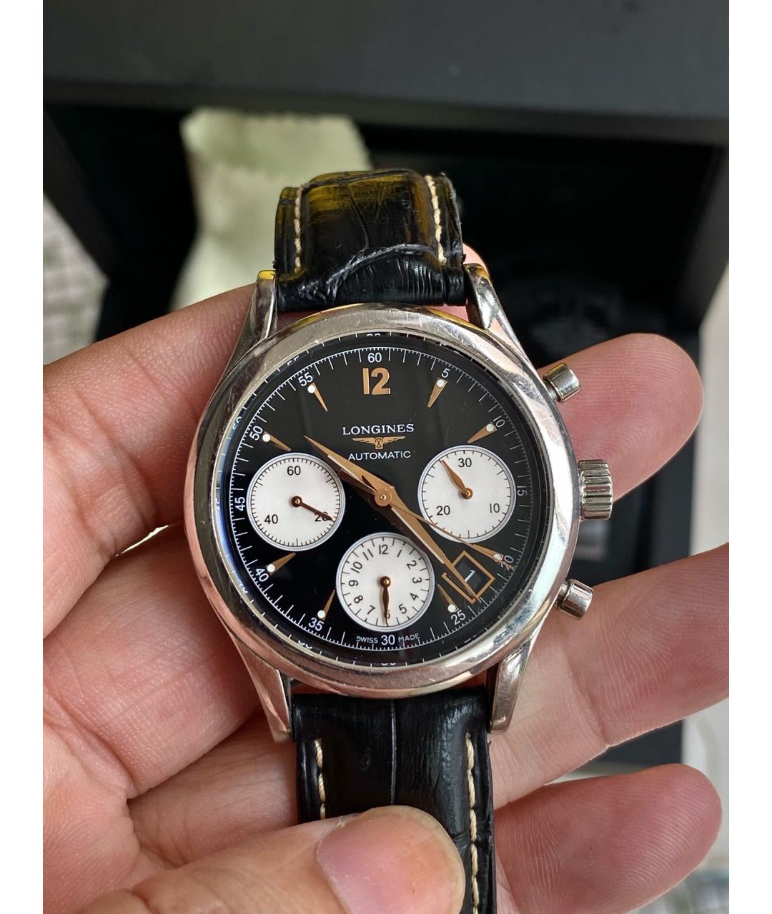 LONGINES Черные металлические часы, фото 2