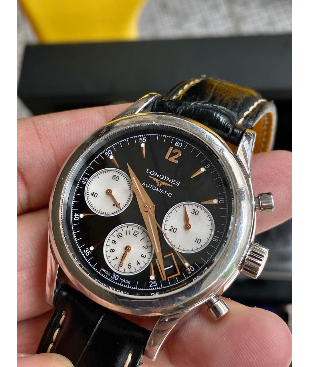 LONGINES Черные металлические часы, фото 4