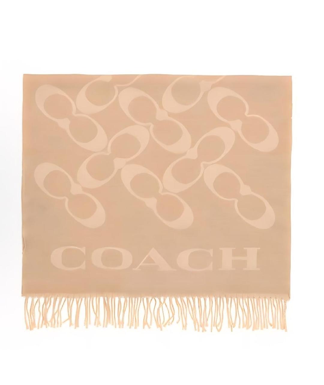 COACH Бежевый кашемировый шарф, фото 2