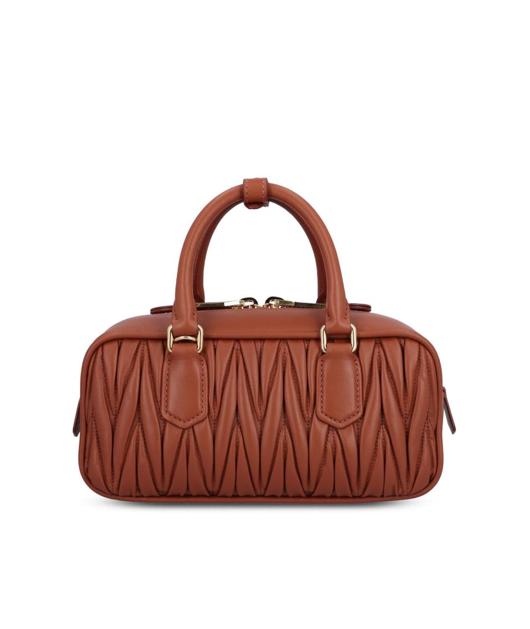 MIU MIU Коричневая кожаная сумка с короткими ручками, фото 2