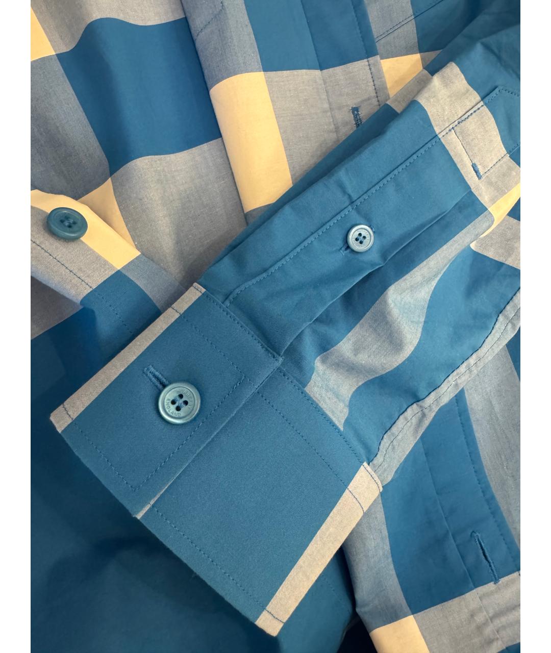 BURBERRY Голубая хлопковая кэжуал рубашка, фото 4