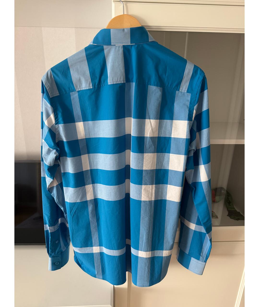 BURBERRY Голубая хлопковая кэжуал рубашка, фото 2