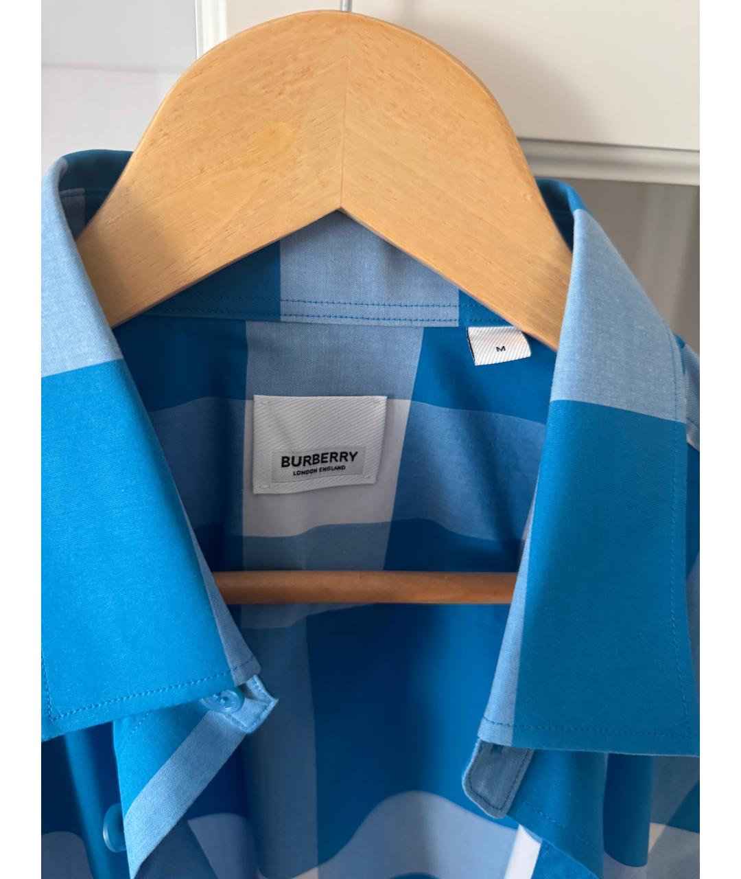 BURBERRY Голубая хлопковая кэжуал рубашка, фото 3