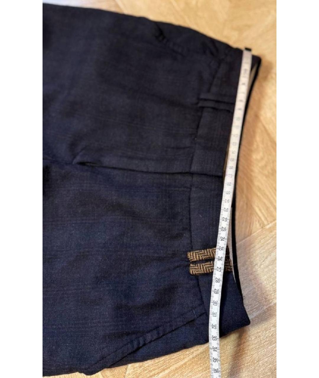 PAUL SMITH Темно-синие шерстяные прямые брюки, фото 4