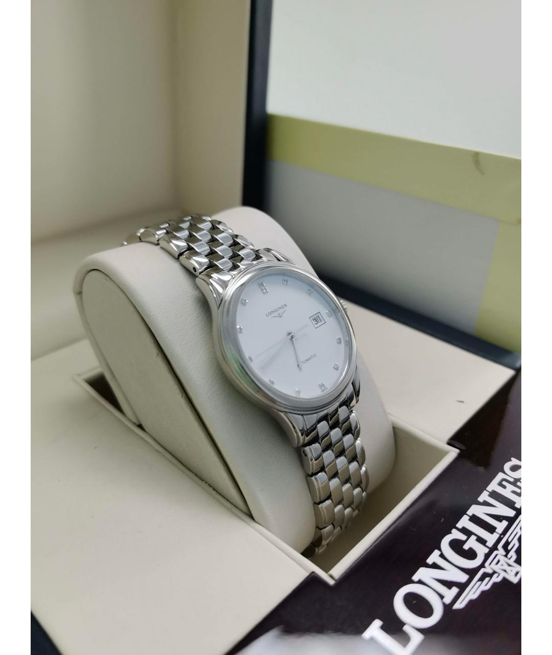 LONGINES Белые металлические часы, фото 5