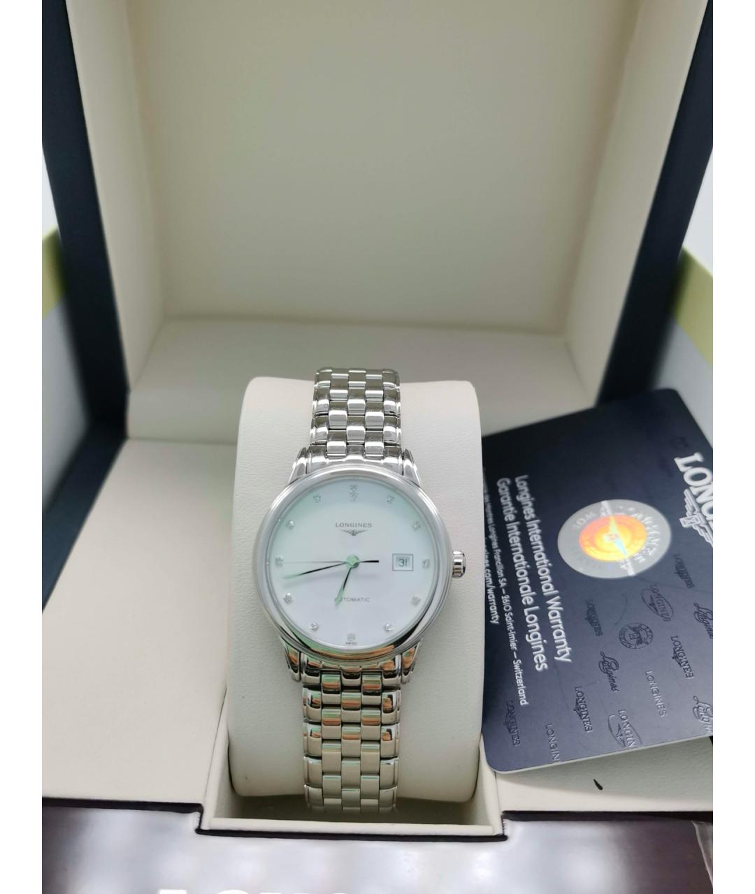 LONGINES Белые металлические часы, фото 2