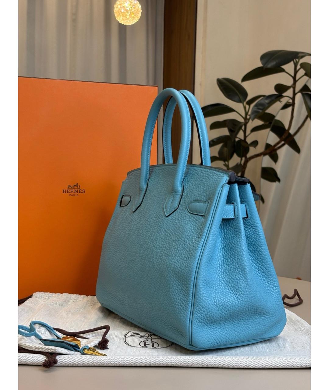 HERMES Голубая кожаная сумка через плечо, фото 4