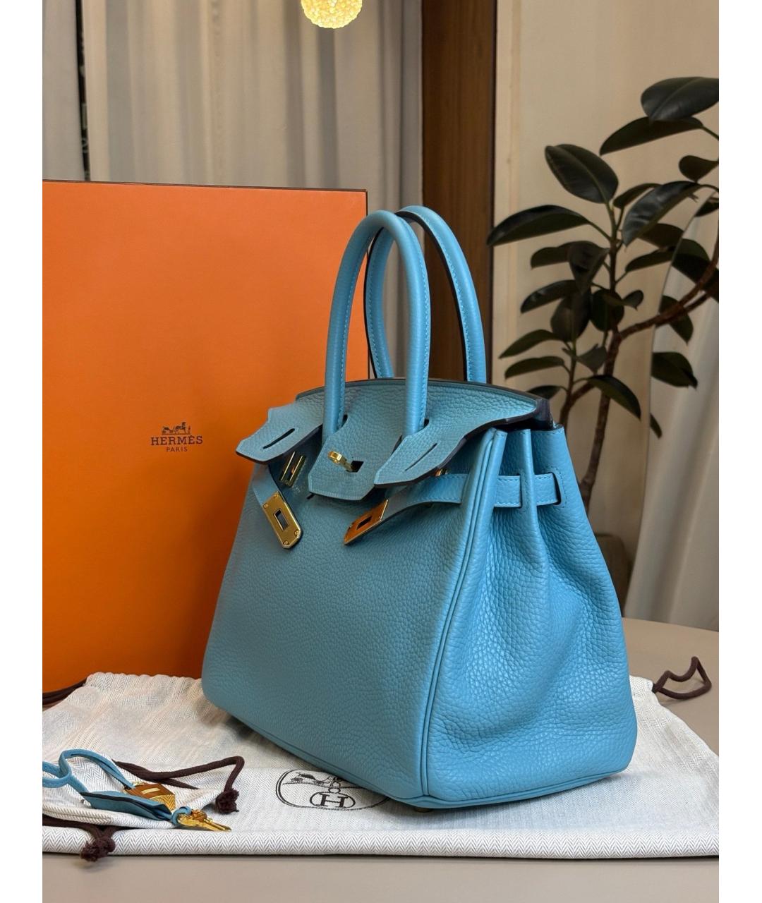 HERMES Голубая кожаная сумка через плечо, фото 3