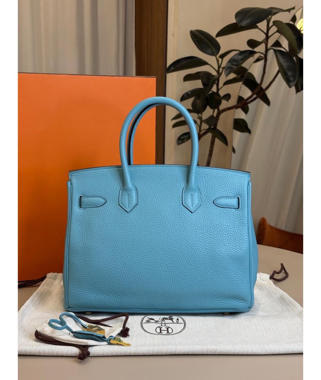 HERMES Голубая кожаная сумка через плечо, фото 2