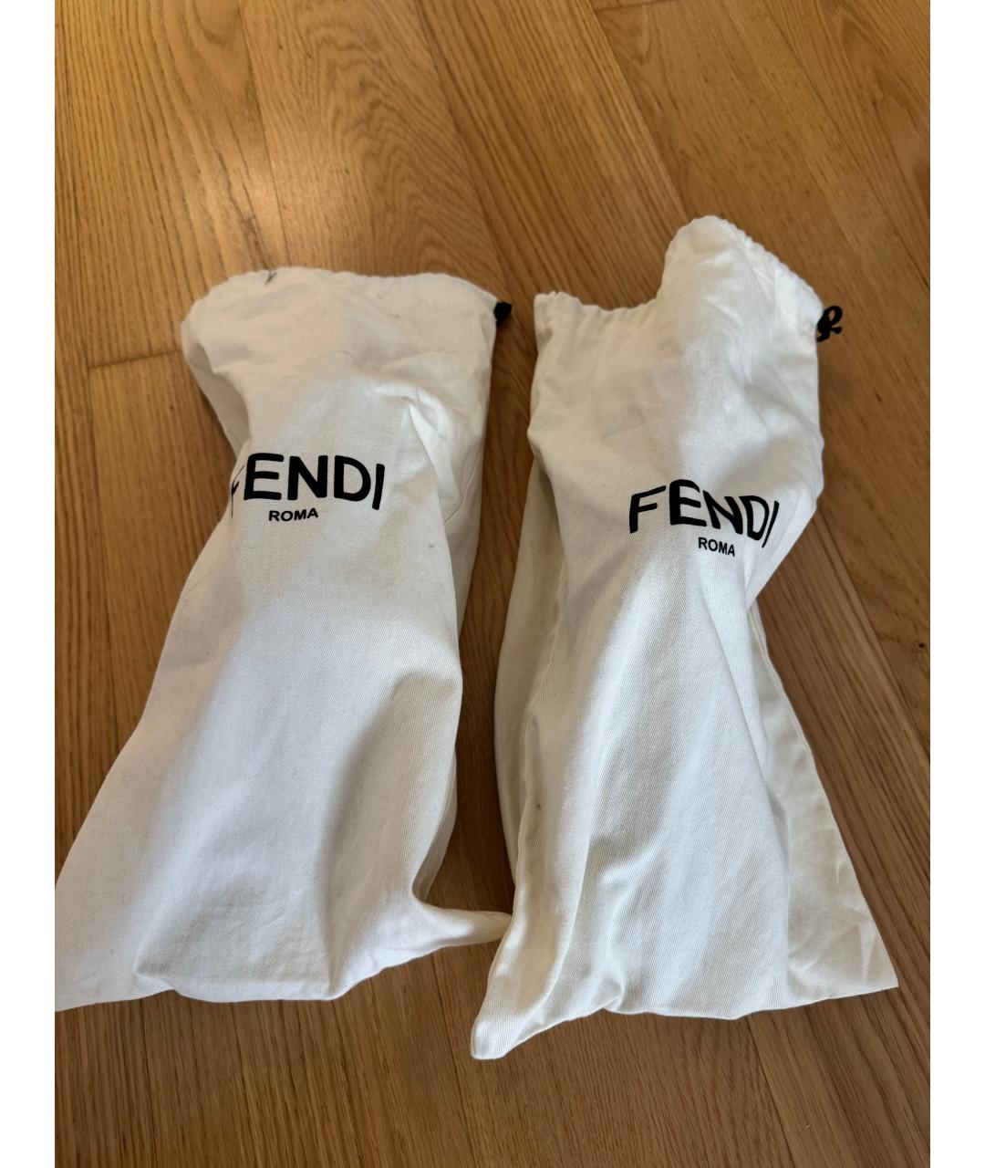 FENDI Черные кожаные низкие кроссовки / кеды, фото 5