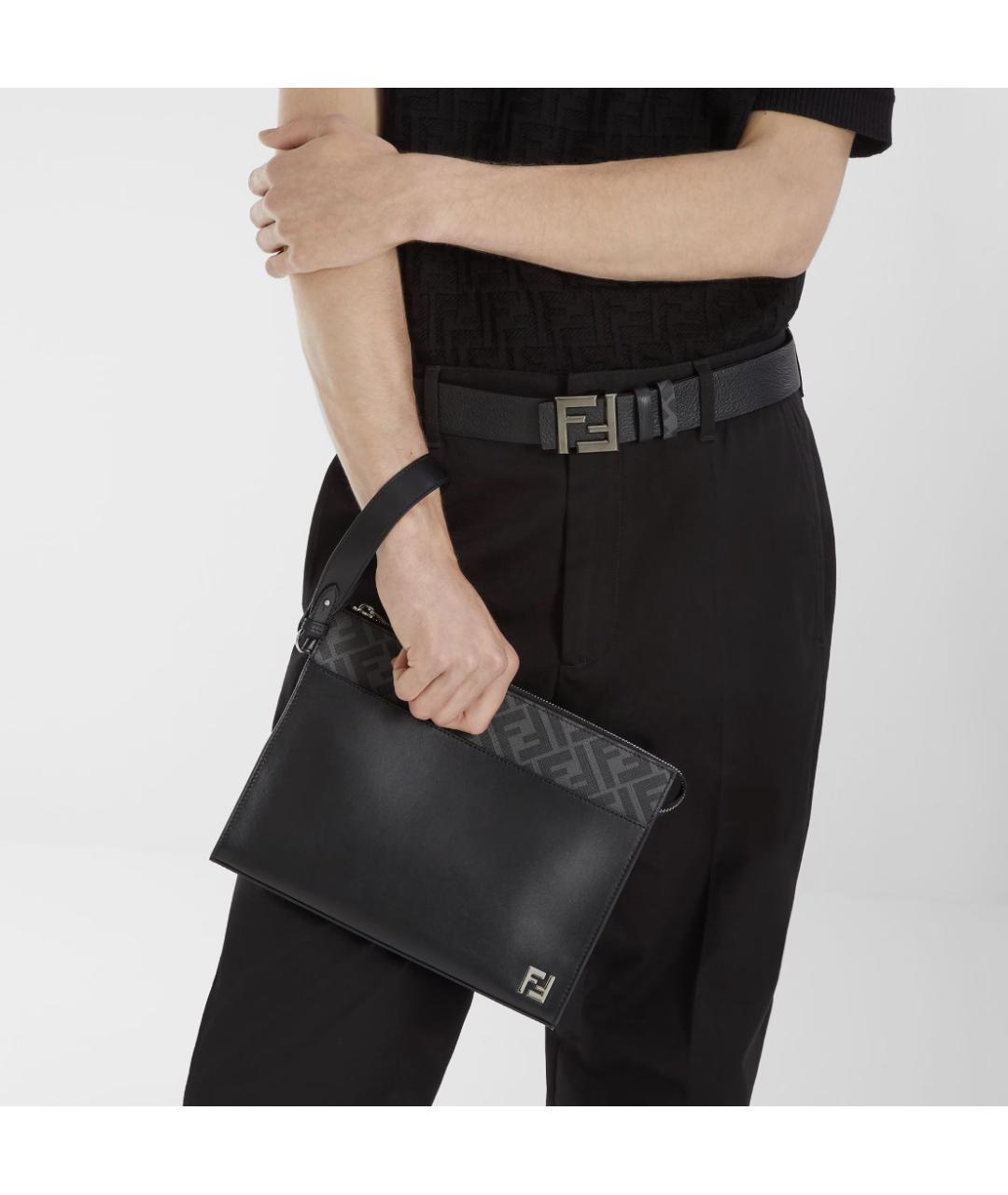 FENDI Черная кожаная папка для документов, фото 2