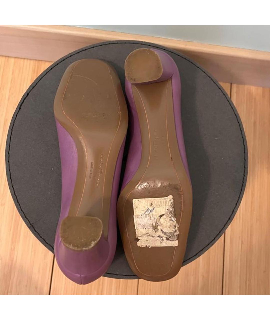 FERRAGAMO Фиолетовые кожаные туфли, фото 4