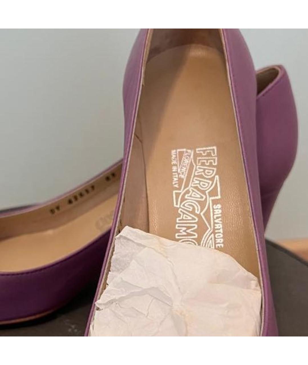 FERRAGAMO Фиолетовые кожаные туфли, фото 3