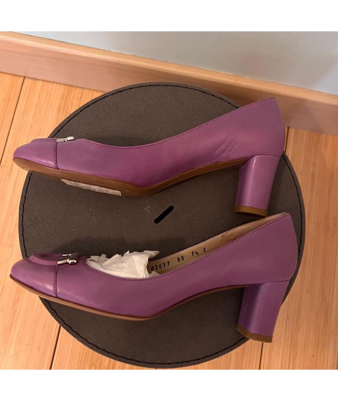 FERRAGAMO Фиолетовые кожаные туфли, фото 5