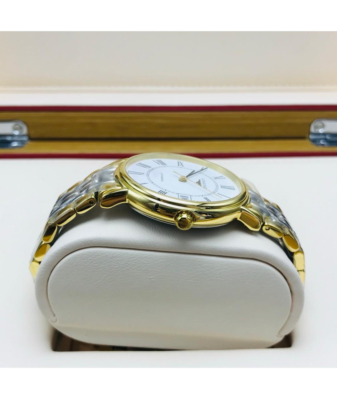 LONGINES Белые позолоченные часы, фото 4